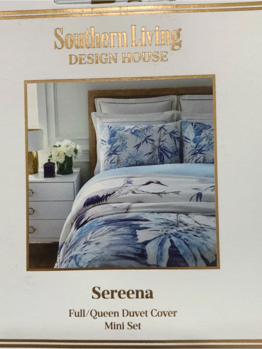 Southern Living Sereena Full Queen Duvet Cover Mini Set Two Shams 100% Cotton